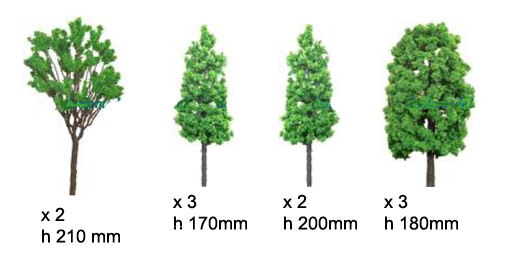 Set 10 alberi grandi 170-210mm