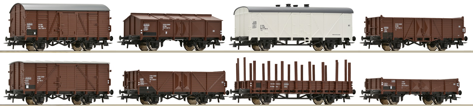 Set 8 Carri merci Ferrovie Austriache epoca IV