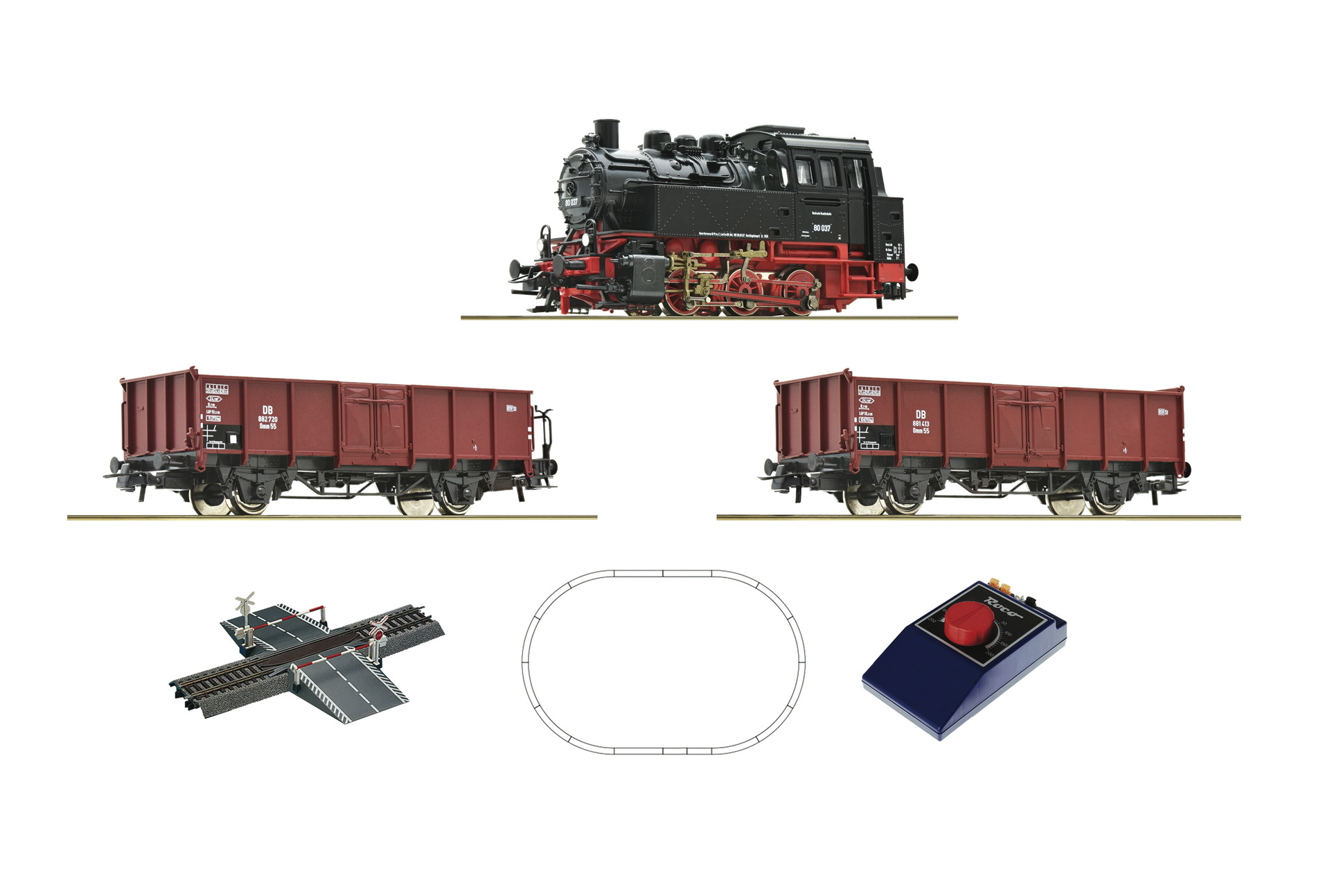 Set di partenza analogico: Loco a vapore Gr 80 con treno merci