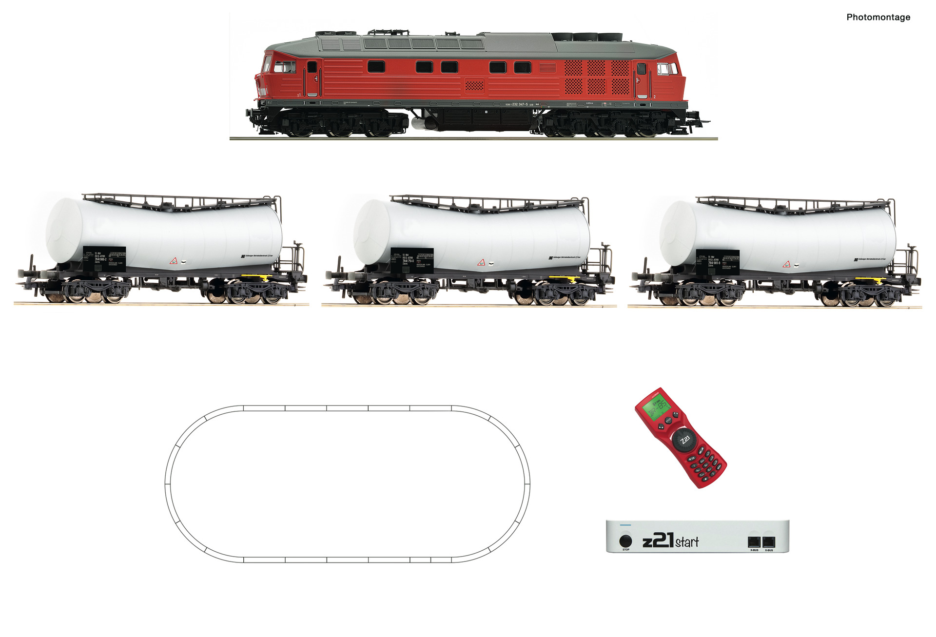 Startset digitale z21 start Loco diesel gr232 treno carri cister