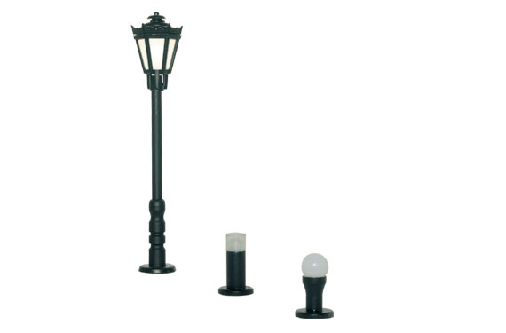 H0 set 3 lampade da giardino nere